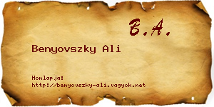 Benyovszky Ali névjegykártya